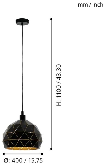 Eglo 97841 - Lustră pe cablu ROCCAFORTE 1xE27/60W/230V