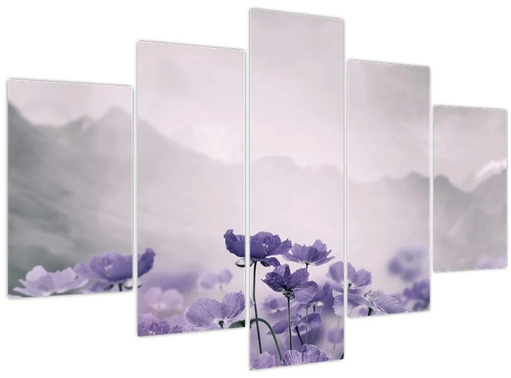 Tablou - Flori mov în munți (150x105 cm)