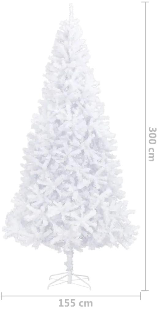 Brad de Craciun artificial cu LED-uri globuri, alb, 300 cm 1, white and rose, 300 cm