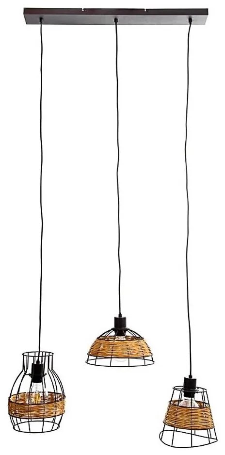 Lustră pe cablu TUNIS 4xE27/40W/230V negru/maro