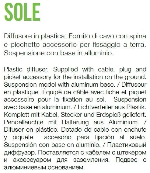 Corp iluminat exterior IP44, diametru 50cm, SOLE PT1 BIG 191614