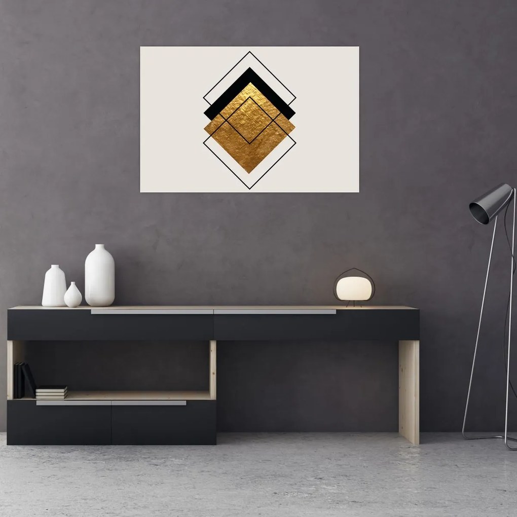 Tablou - Abstracție de aur și alb N⁰1 (90x60 cm)