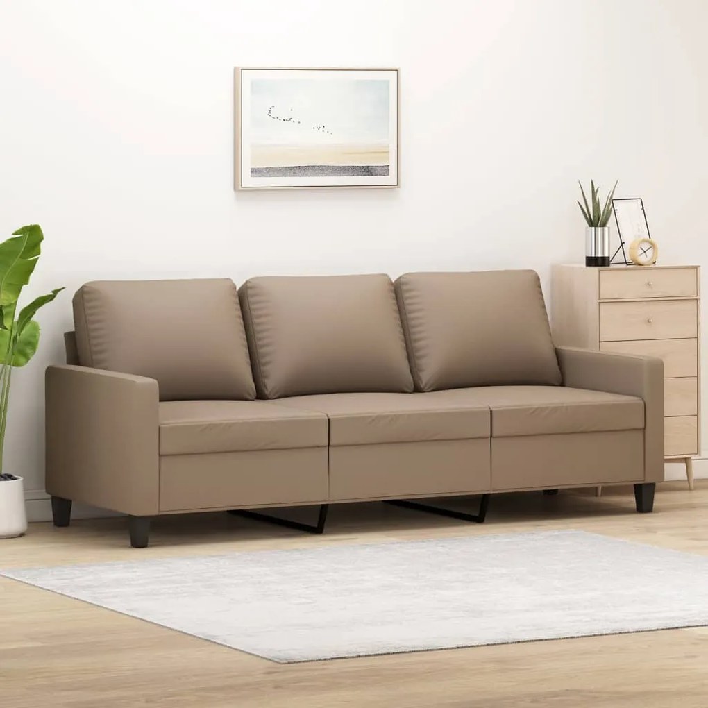 359146 vidaXL Canapea cu 3 locuri, cappuccino, 180 cm, piele ecologică