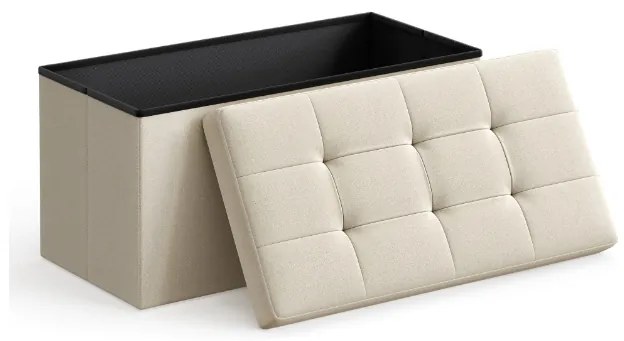 Taburet cu spatiu depozitare OTTOMAN 76x38 cm, crem