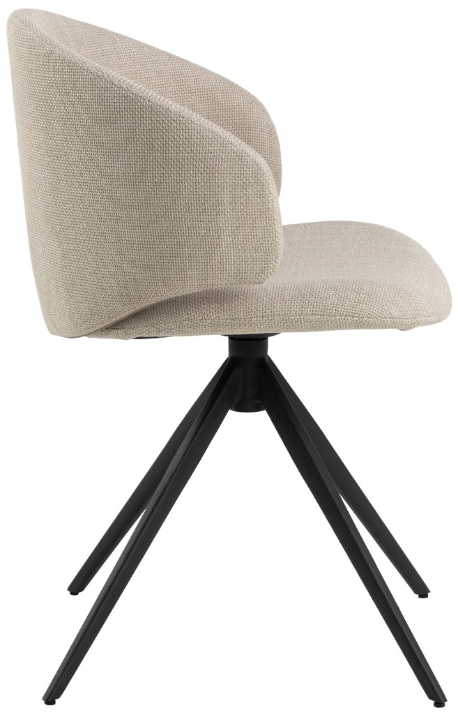 MAZZONI EXPORT NELA Bej (material Basel 24)/picioare negre - SCAUN MODERN ÎMPLĂTIT ROTATIV TAPIȚAT PENTRU SALON/LIVING/BIROU BOHO