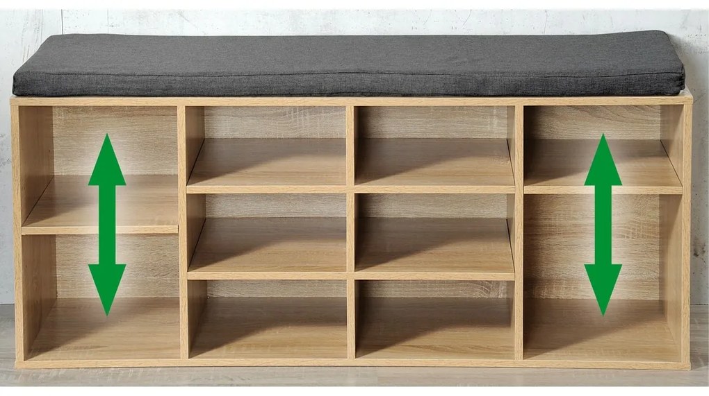 Kesper 15920 Suport pantofi cu scaun, decorstejar, 103,5 x 48 x 29,5 cm
