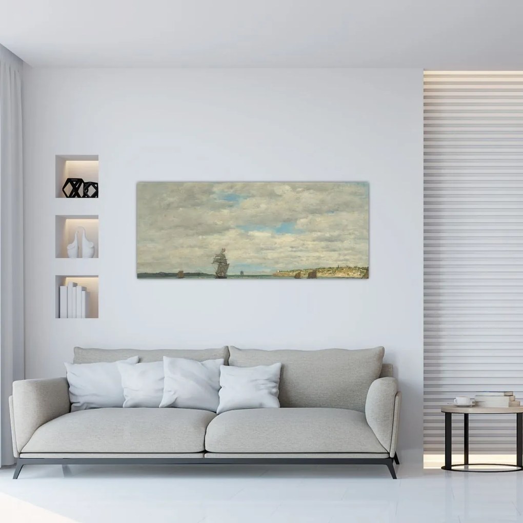 Tablou - Eugène Boudin, Coast of Brittany, reproducere (120x50 cm)