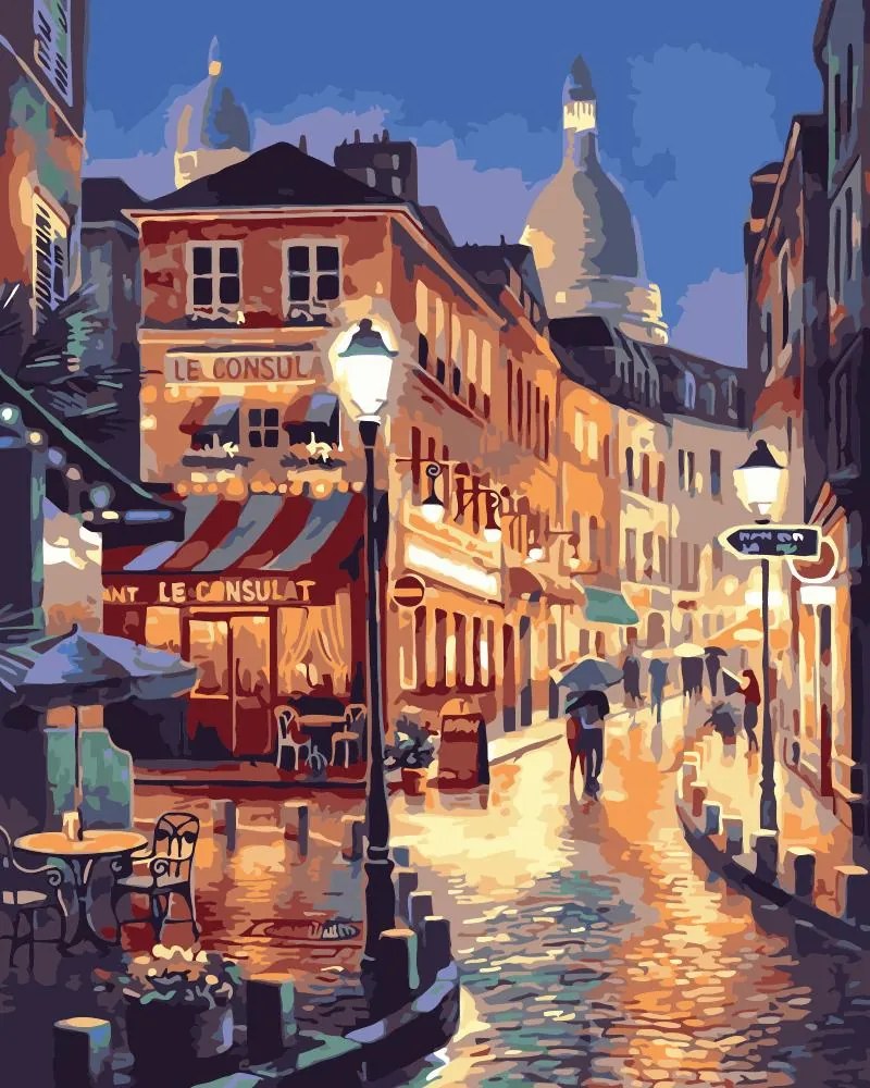 Pictura pe numere cu un cadru "Stradă din orașul vechi" 50x40 cm
