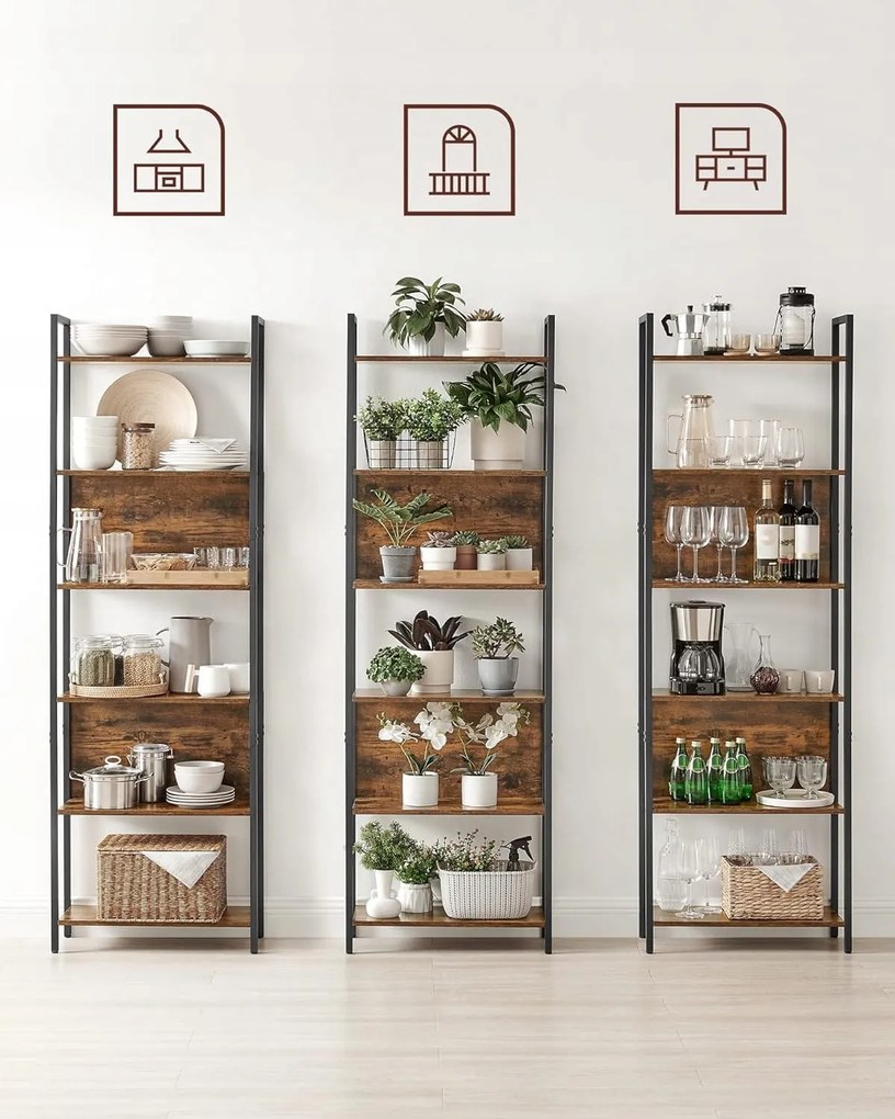 Biblioteca TAYLOR 6 polite 186x60cm, rustic maro