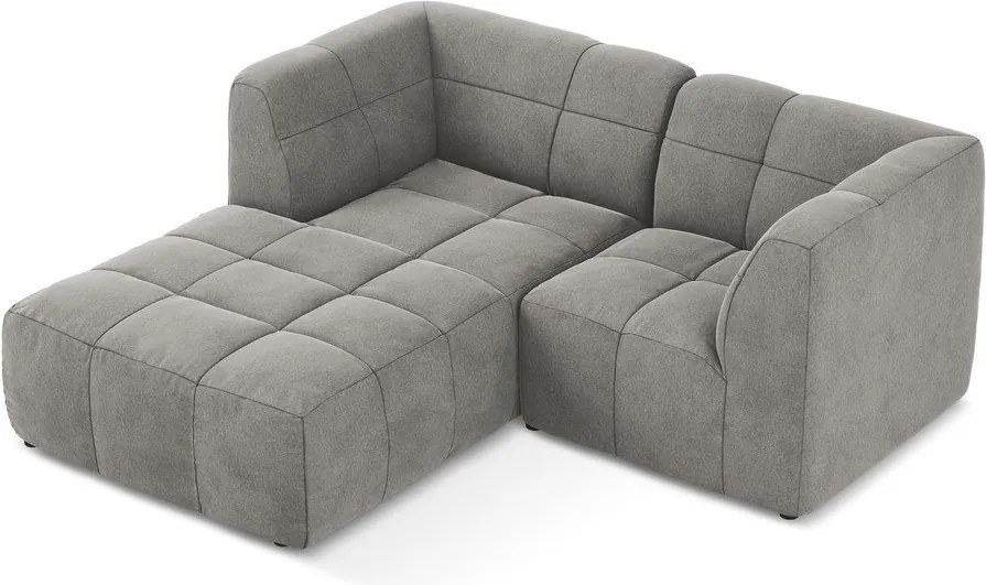 Colțar gri cu tapițerie din catifea (cu colț pe partea stângă/cu șezlong) Aloha – Makamii