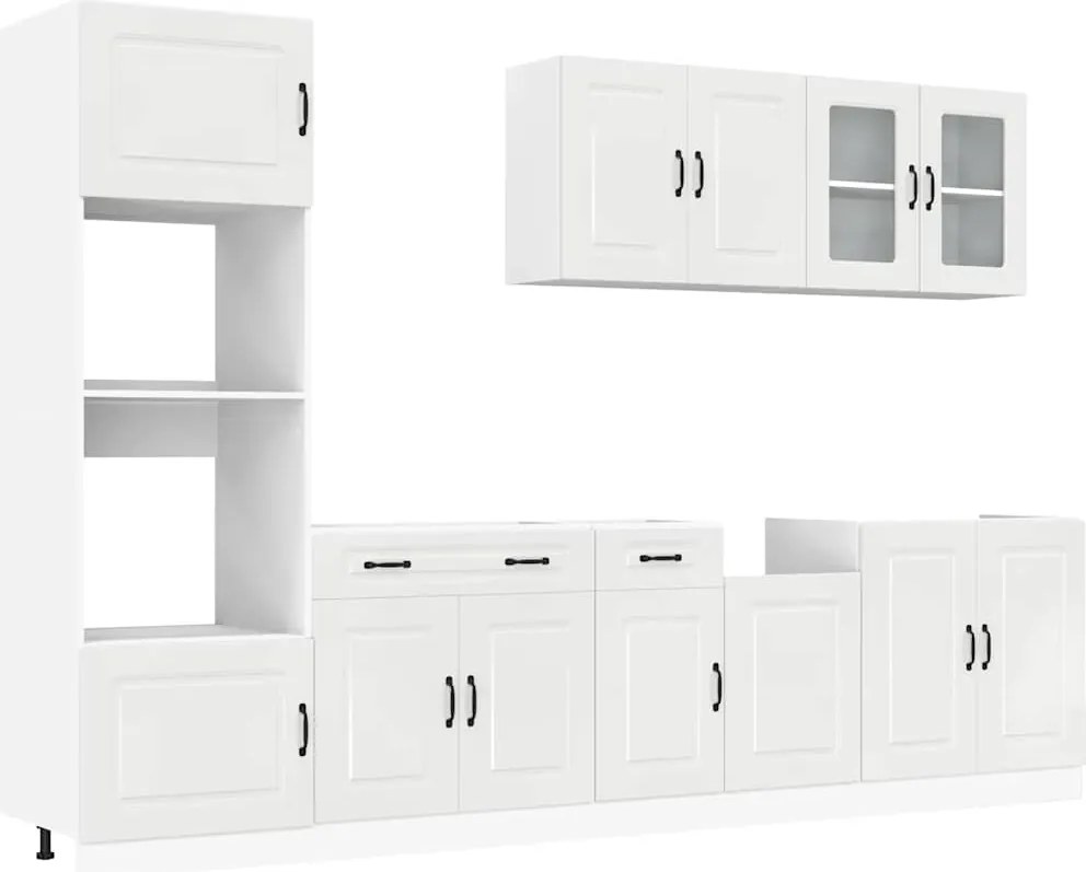 vidaXL Set dulap de bucătărie 7 piese „Kalmar” alb lucios Lemn