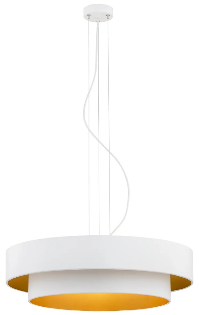 Lustra suspendata metalica design modern FOXY 45cm alb/auriu