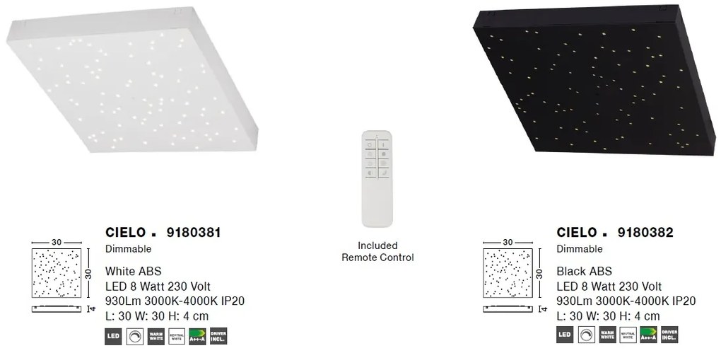 Plafoniera LED dimabila design cer înstelat CIELO alb NVL-9180381