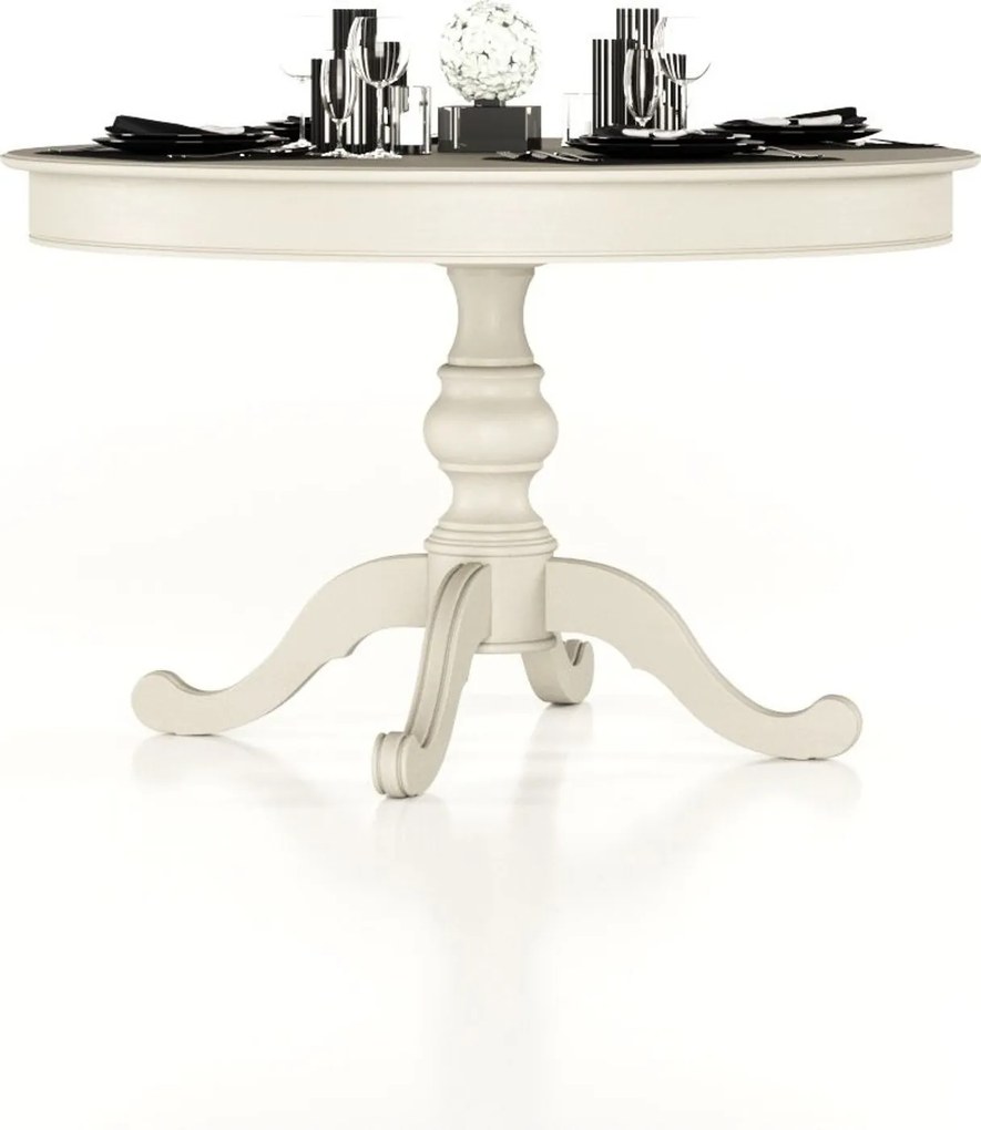 Masă lemn masiv Dining Seraphia Rotundă Pliabilă 130 x 79 cm - Vanilla