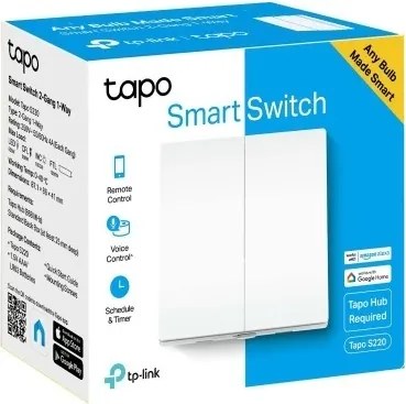 TP-Link - Întrerupător inteligent dublu pentru iluminat, Wi‑Fi, alimentat cu 2 baterii AAA