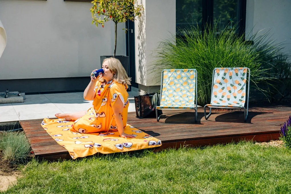 Poncho prosop de plaja SMILE galben 80x145 cm