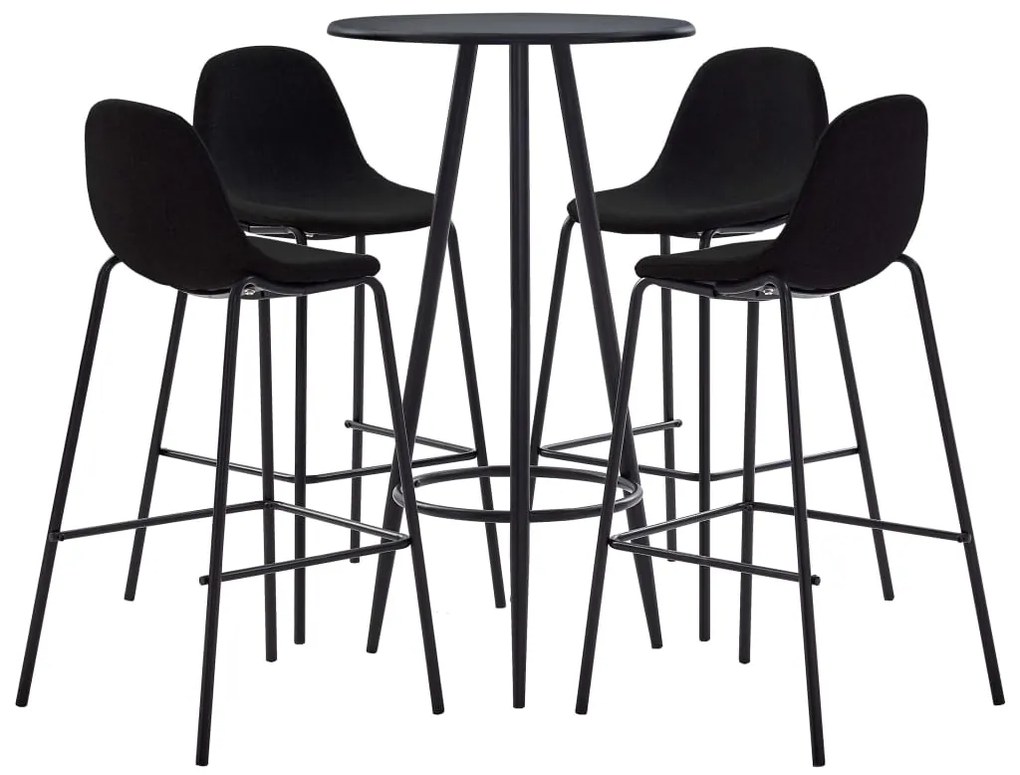 vidaXL Set mobilier de bar, 5 piese, negru, material textil