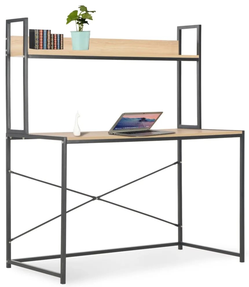 vidaXL Birou de calculator, negru și stejar, 120 x 60 x 138 cm