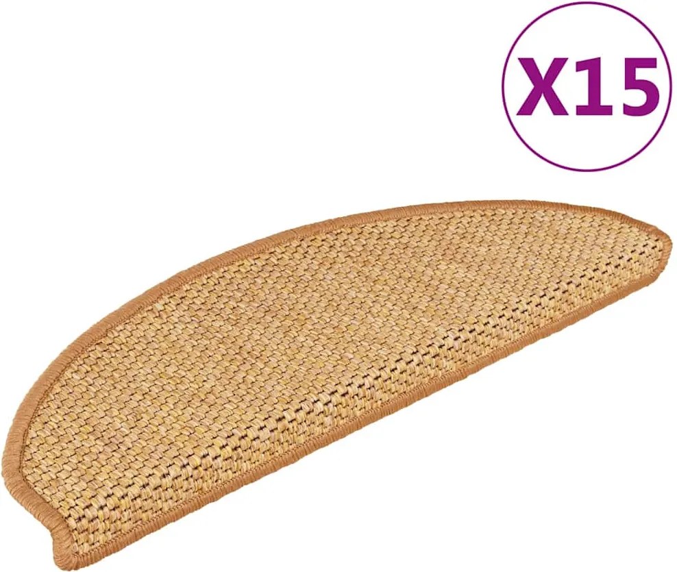 vidaXL Covorașe scări autoadezive, 15 buc. portocaliu 65x21x4cm, sisal
