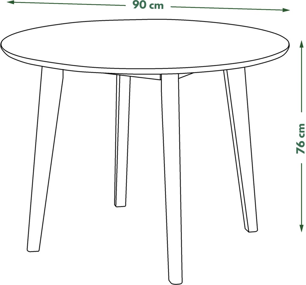 MAZZONI EXPORT ROXY Stejar natural - MASĂ ROTUNDĂ DE LEMN PENTRU BUCĂTĂRIE/SUFRAGERIE RETRO