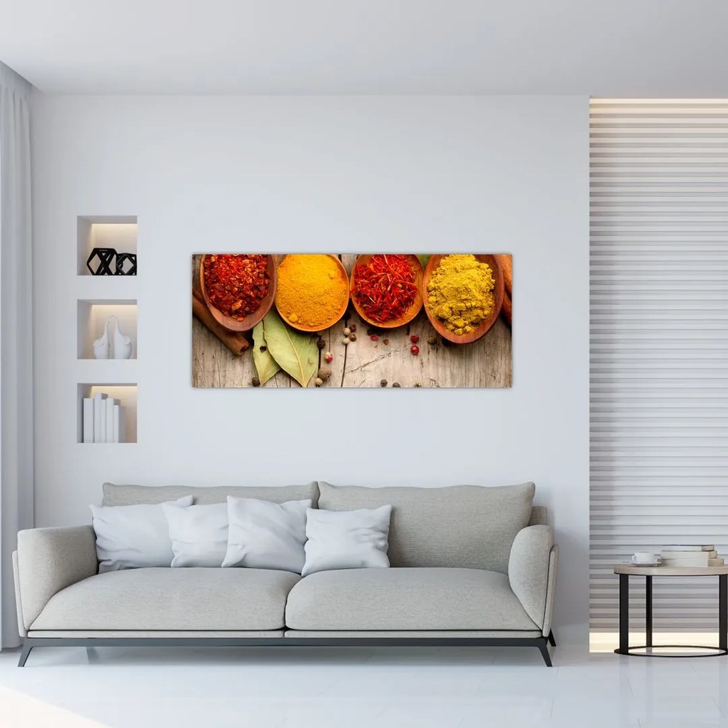 Tablou - Condimente pe lemn (120x50 cm)
