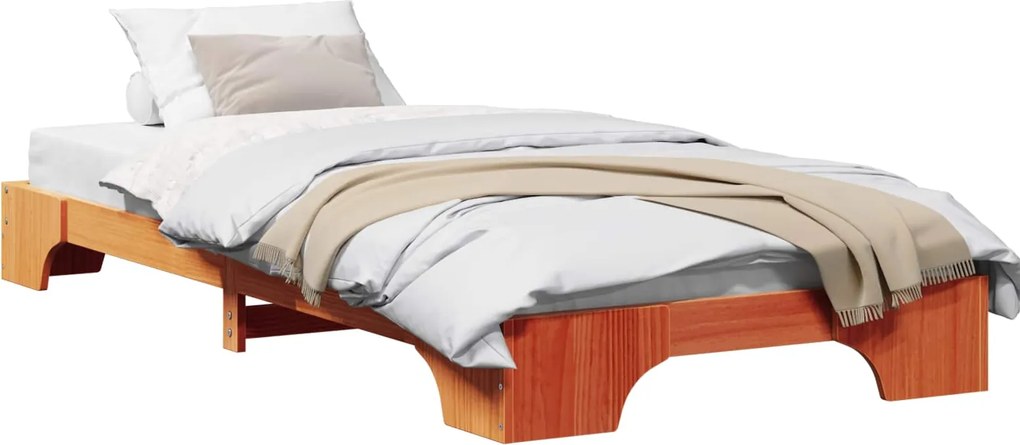 vidaXL Cadru de pat Maroniu cerat 90 x 200 cm Lemn de pin masiv