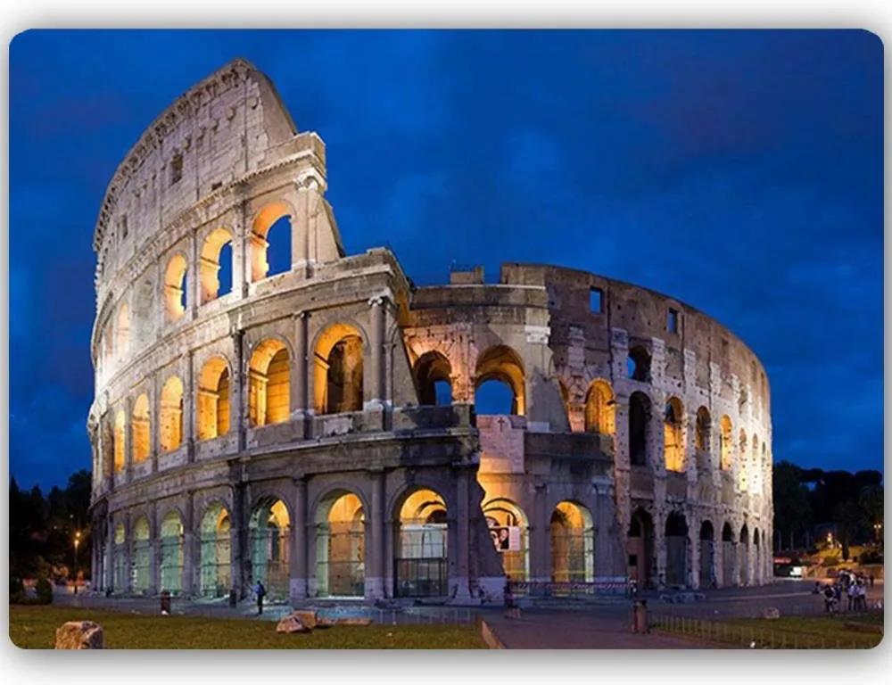 CARO Tablou metalic - Colosseum By Night 40x30 cm
