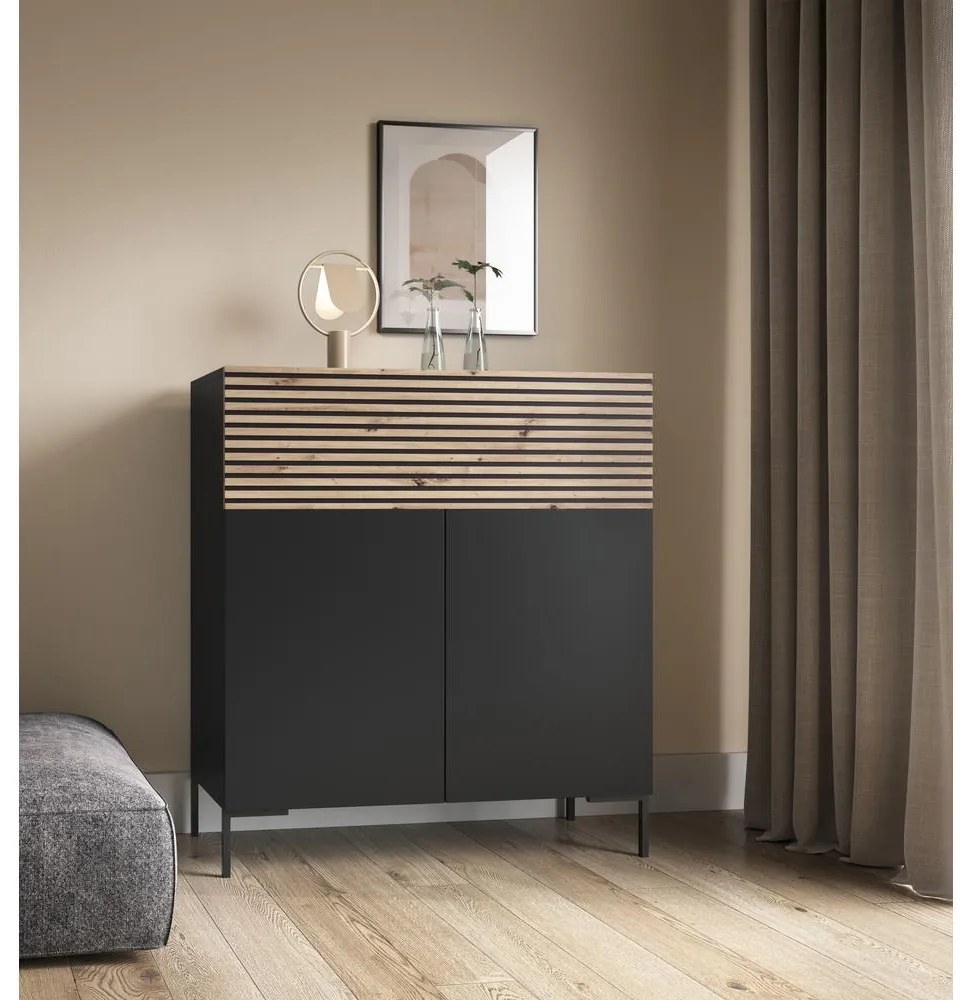 Dulap Lamellito L2 (negru + stejar). 1098813