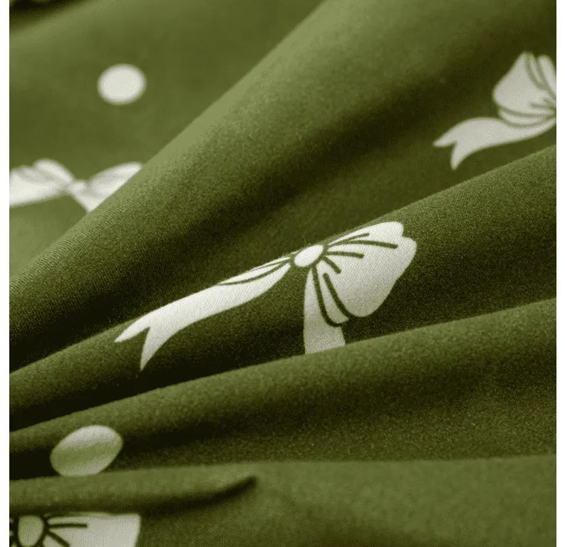 Lenjerie de pat din microfibra de flanel WHITE BOW verde Dimensiune lenjerie de pat: 70 x 90 cm | 140 x 220 cm
