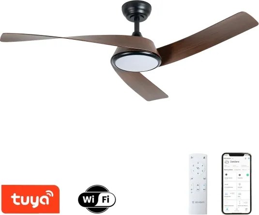 ZEVENTI - Ventilator de tavan LED AERYS LED/24W/230V Wi-Fi Tuya negru/nuc + telecomandă