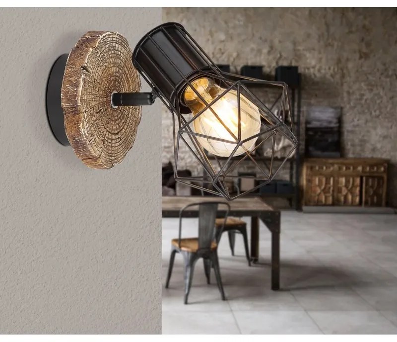 Aplica de perete design industrial PRISKA negru