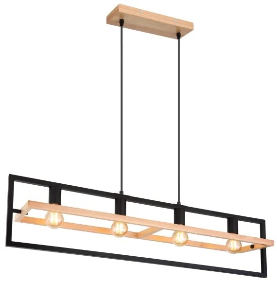 Globo ERICA 15575-4H - lustră pe cablu, 4xE27/40W/230V, negru/bej