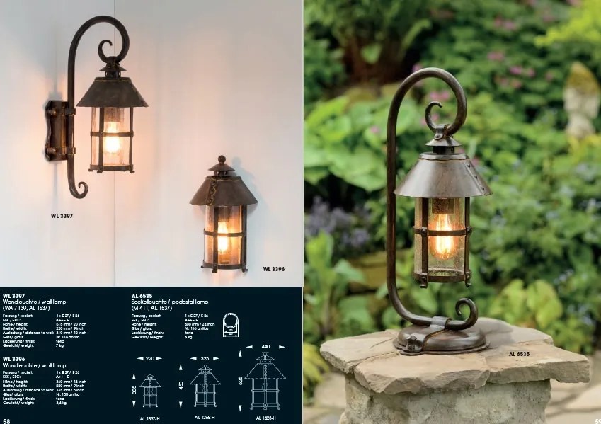 Aplica 1/2 design medieval, iluminat exterior din fier forjat, WL 3459
