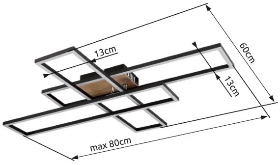Plafonieră LED Globo 67208-40 DAKARI LED/40W/230V 3000K 60x80 cm negru