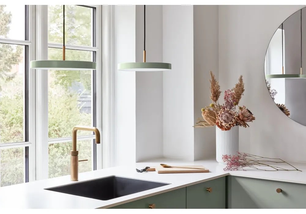 Lustră verde-deschis LED cu abajur din metal ø 31 cm Asteria Mini – UMAGE