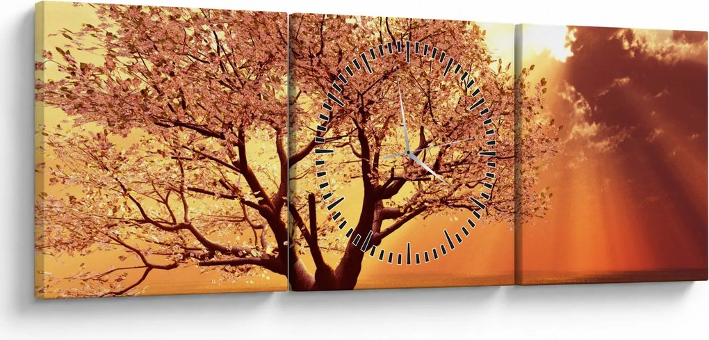 Tablou cu razele lui Dumnezeu (cu ceas) (90x30 cm)