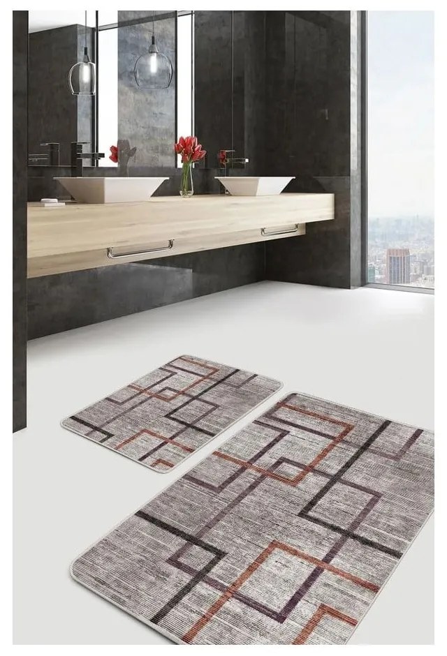 Covorașe de baie gri 2 buc. din catifea 60x100 cm – Mila Home