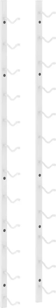 vidaXL Suport sticle de vin montat pe perete, 12 sticle, alb, fier