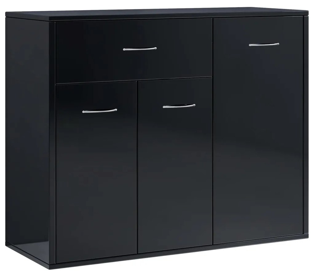 800682 vidaXL Servantă, negru extralucios, 88 x 30 x 70 cm, PAL