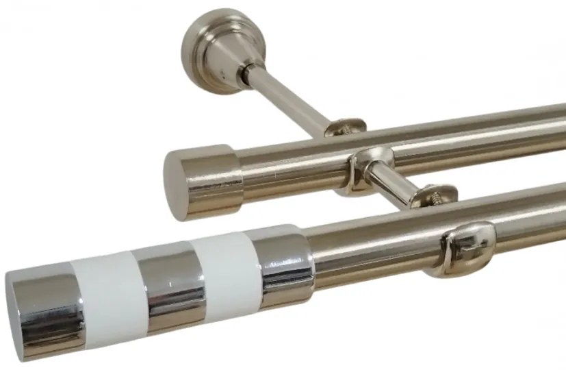 Galerie dubla fara inele cilindru alb 19 mm inox (Alege marime: 400 cm)