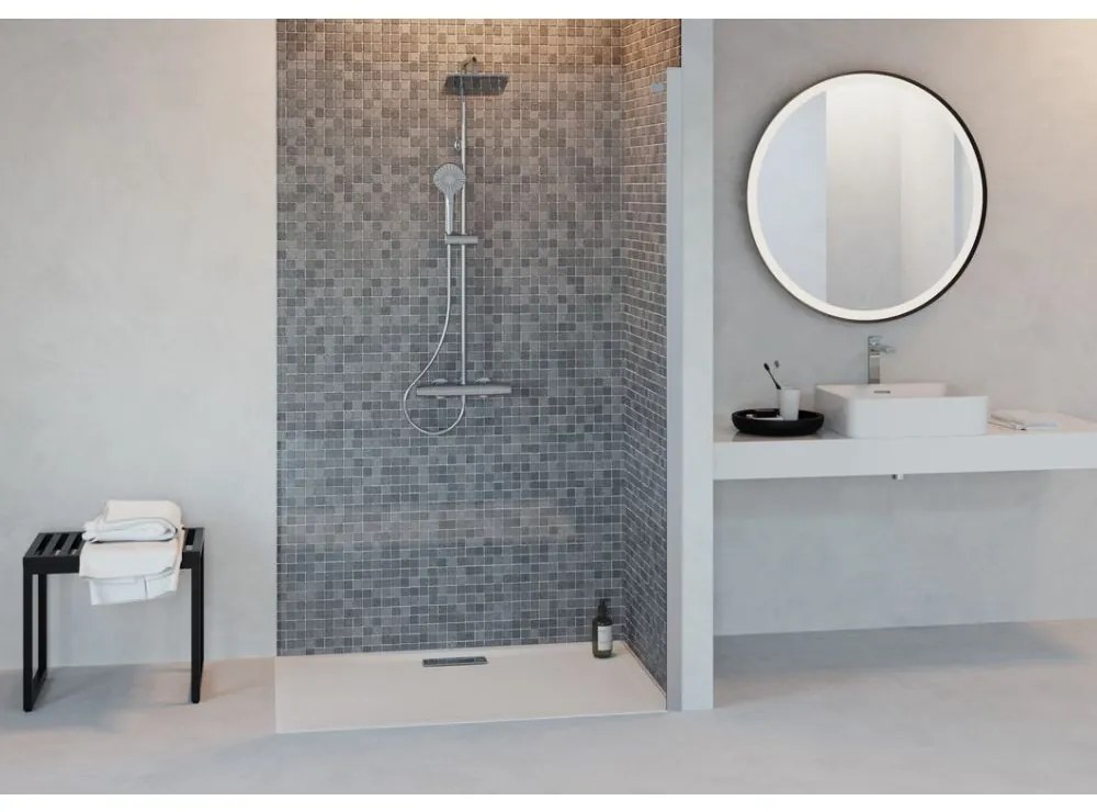 Perete de dus Wetroom 80 cm, silver bright   sticla transparenta 800x1950 mm