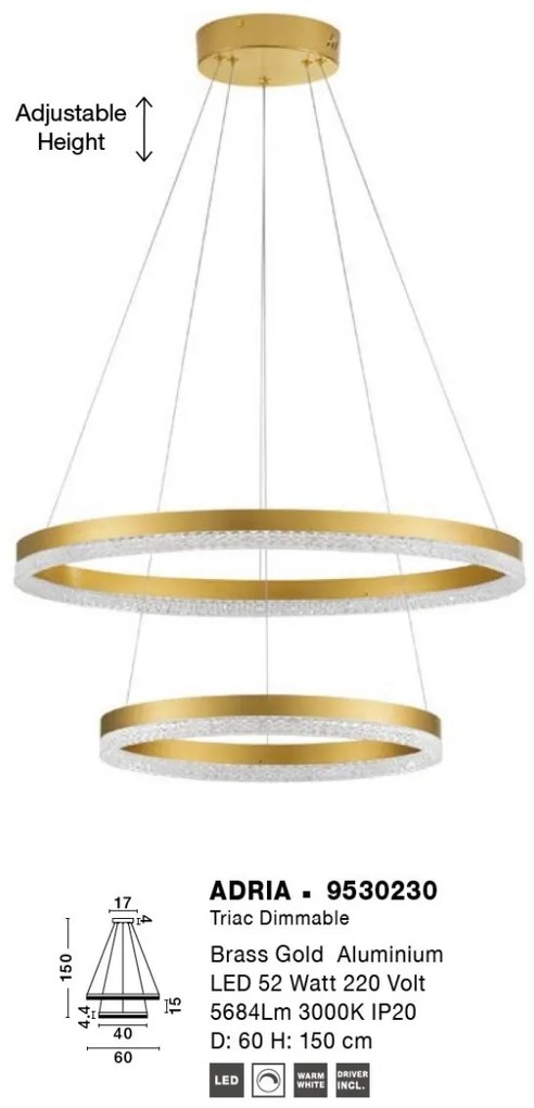 Lustra LED suspendata design elegant ADRIA D-60cm