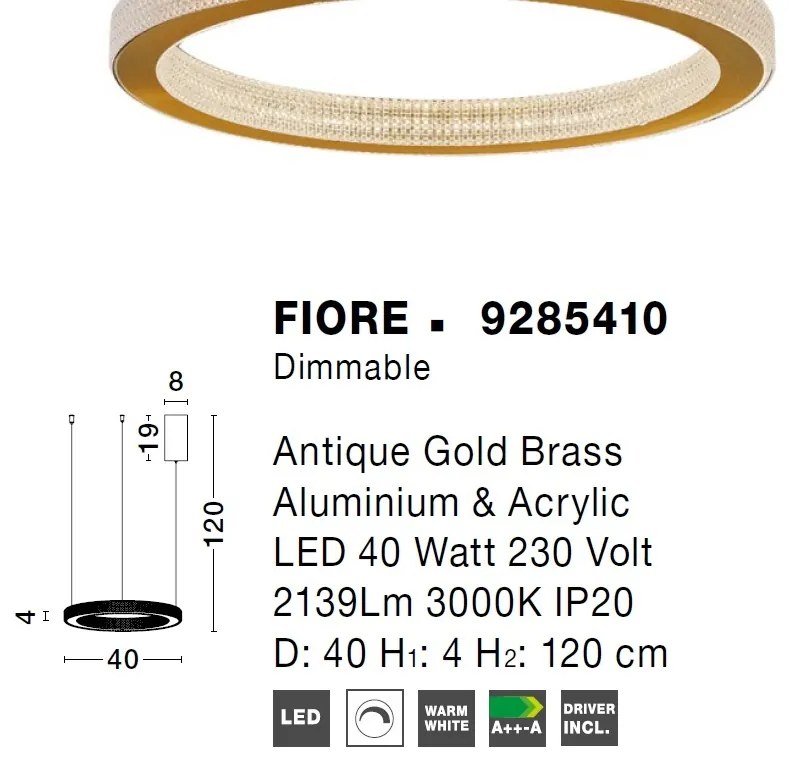 Lustra LED dimabila, design modern FIORE, 40cm