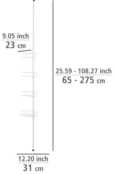 WENKO 26015100 - Poliță de colț DOLCEDO, 31 x 230 cm, inox/alb
