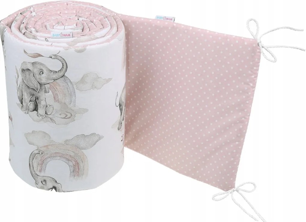 ShopJK PRPTECȚIE PEREȚI PENTRU PĂTUȚ 180 CM ELEFANT ROZ