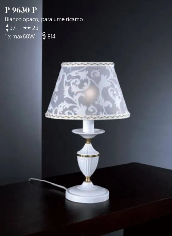 Veioza / Lampa de masa design italian din alama cu metal alb 9630