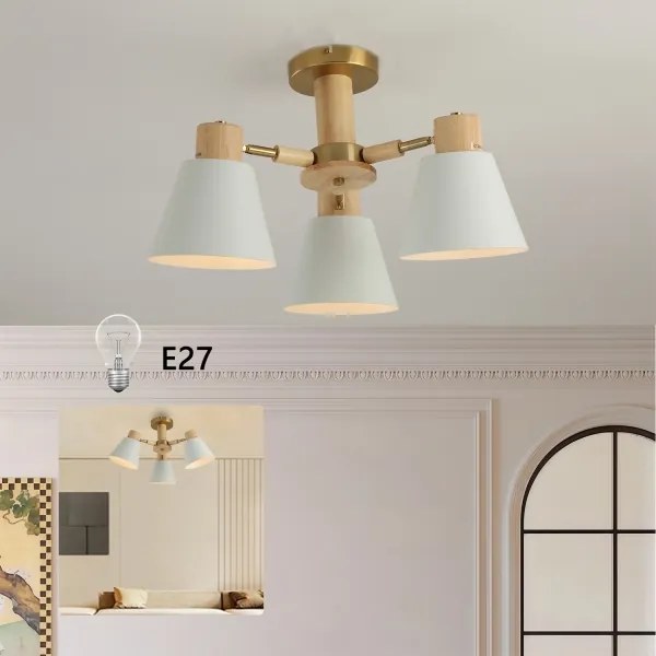 Brilagi - Lustră aplicată LUND WOOD 3xE27/40W/230V Ø 50 cm, lemn