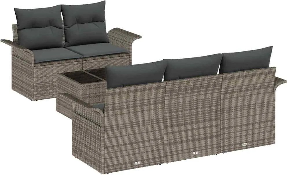 vidaXL Set de canapele pentru grădină cu pernă cu depozitare 6 pcs Gri