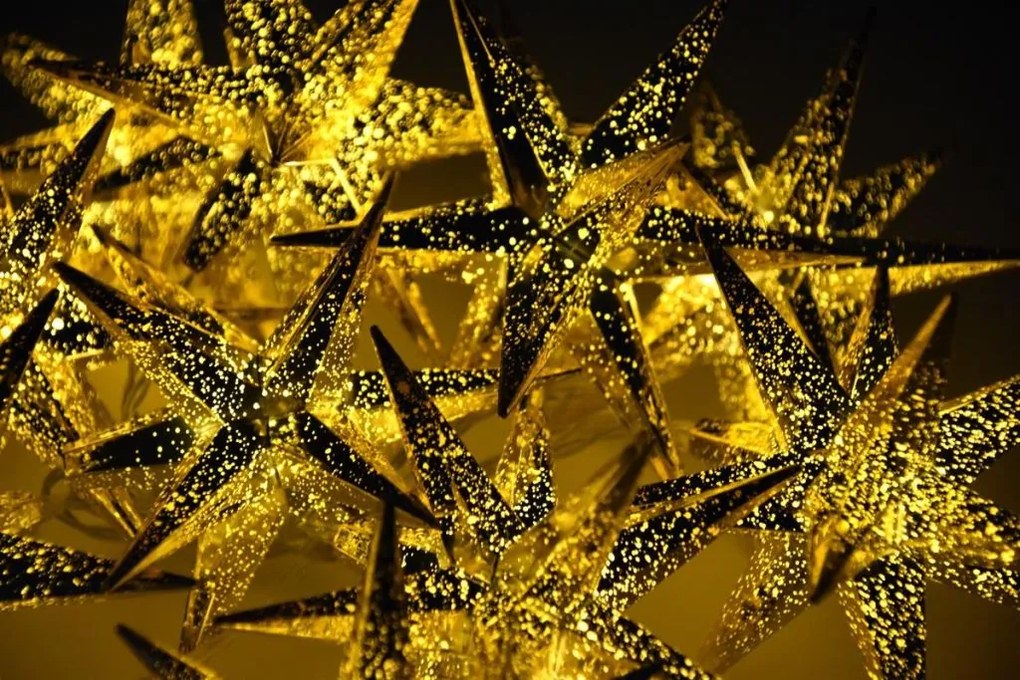 Lanț luminos cu LED-uri, 10 LED-uri, stele, 12 cm, alb cald