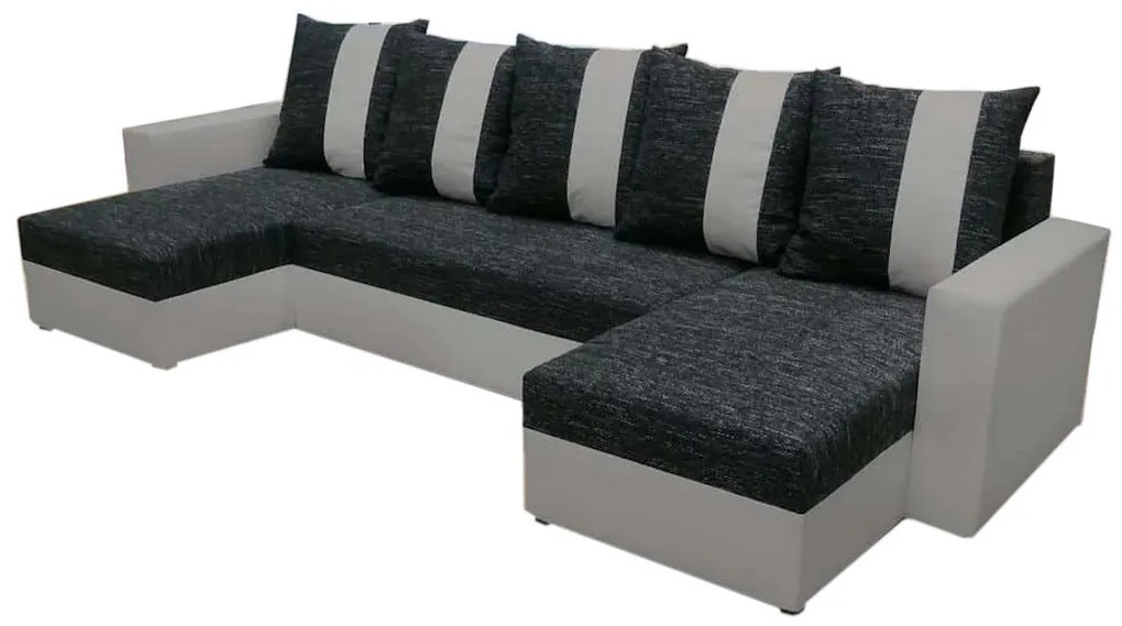 Supermobel Colțar extensibil PRAGA U, 303x140, Kornet 10/Dolaro 4 gri